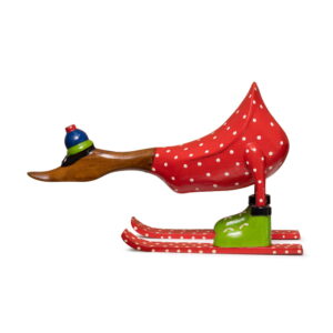 houten eend op ski's - rood