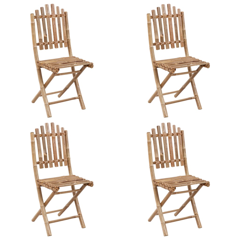Inklapbare bamboe tuinset - 5 delig - Taupe kussens