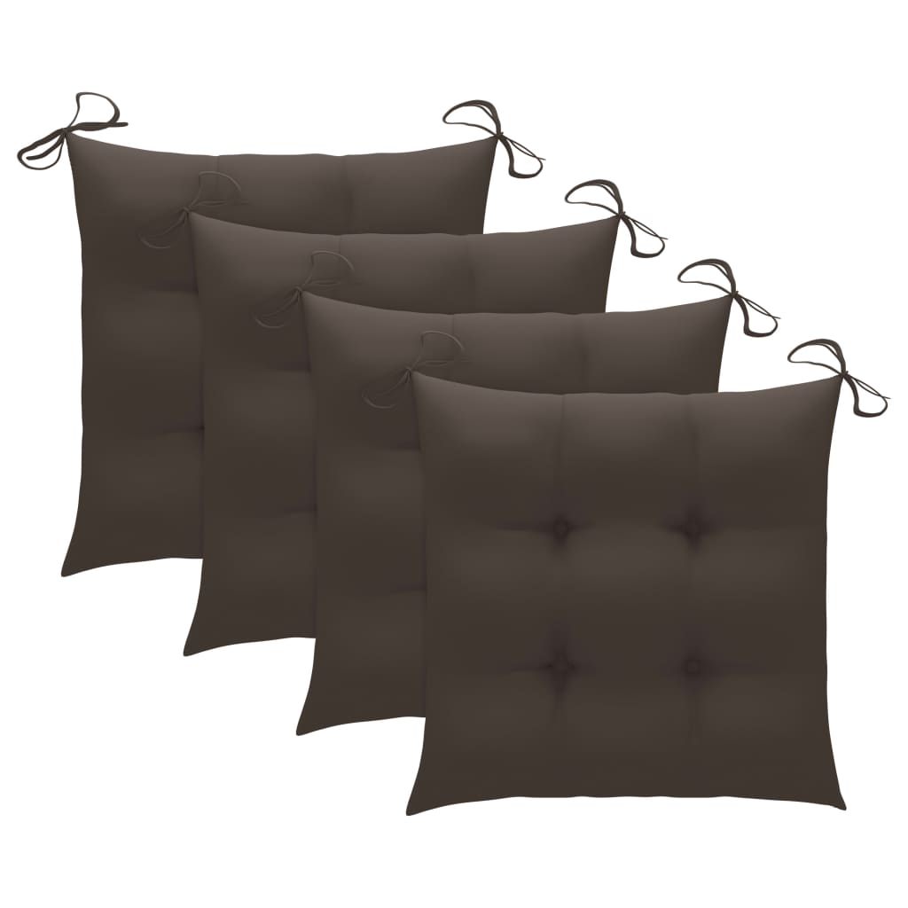 Inklapbare bamboe tuinset - 5 delig - Taupe kussens