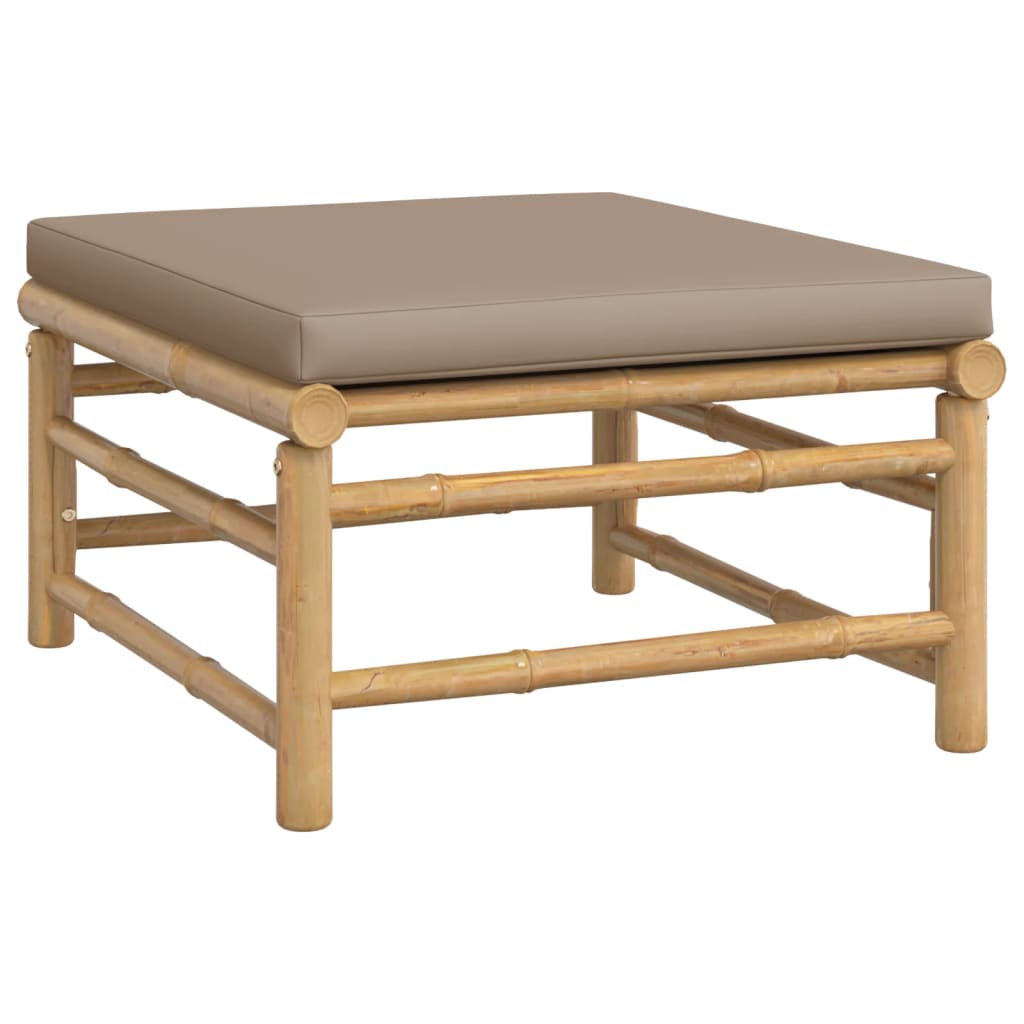 Bamboe loungeset 7-delig – Met losse stoel – Taupe kussens