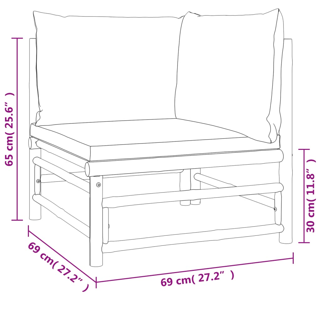 Bamboe loungeset 7-delig – Met losse stoel – Taupe kussens