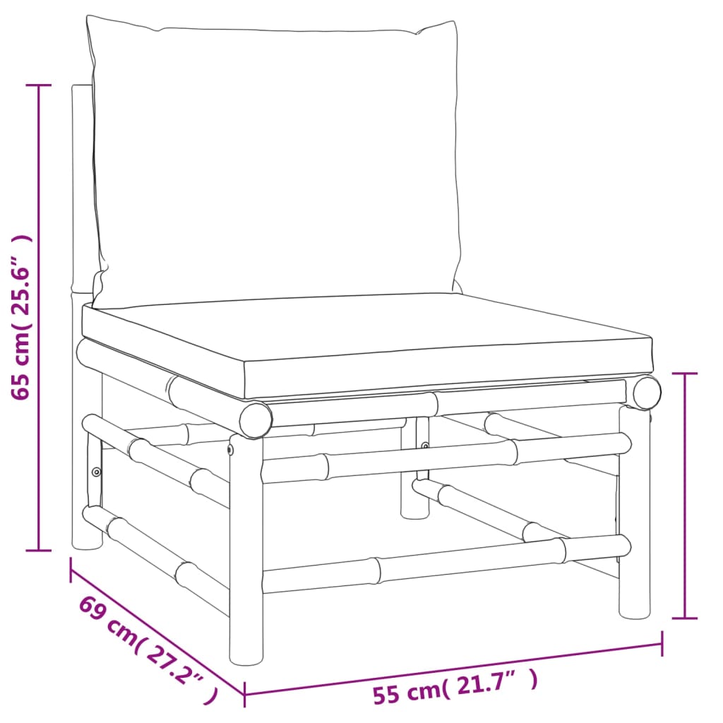 Bamboe loungeset 7-delig – Met losse stoel – Taupe kussens