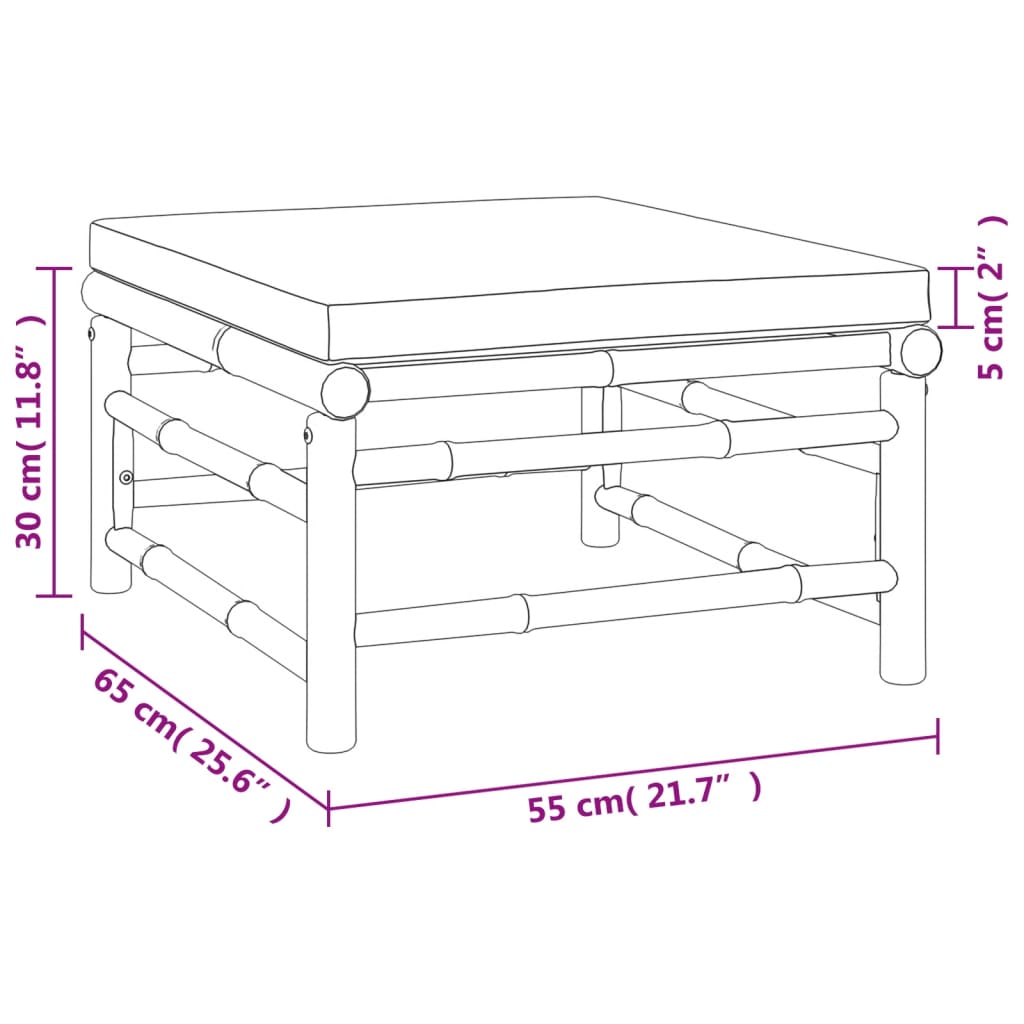 Bamboe loungeset 7-delig – Met losse stoel – Taupe kussens