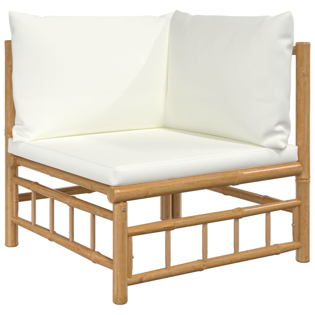 Bamboe loungeset Large (9-delig) – 7 zitplaatsen – Witte kussens