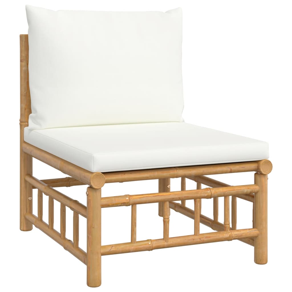 Bamboe loungeset Large (9-delig) – 7 zitplaatsen – Witte kussens