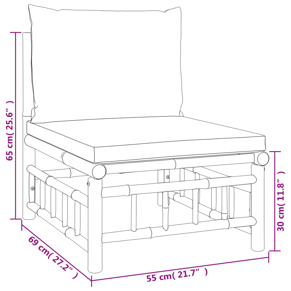 Bamboe loungeset Large (9-delig) – 7 zitplaatsen – Witte kussens