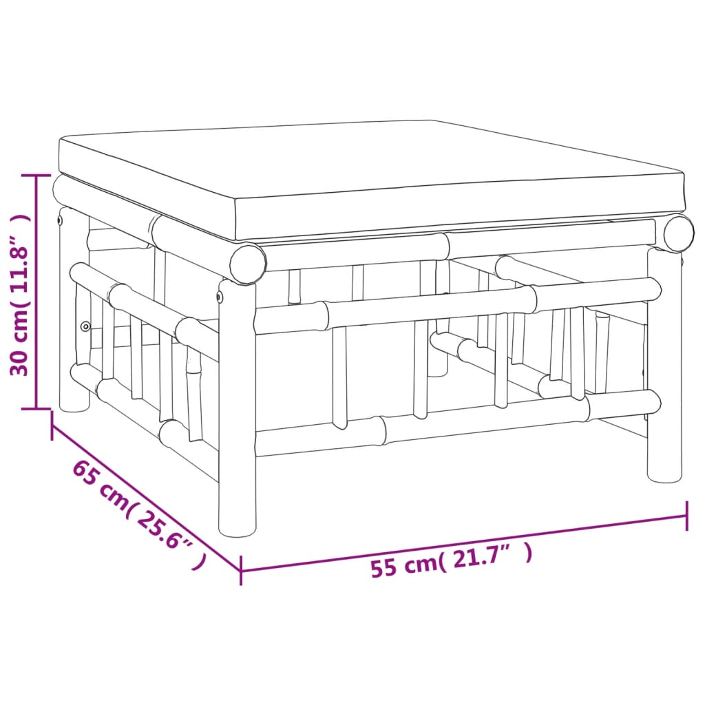 Bamboe loungeset Large (9-delig) – 7 zitplaatsen – Witte kussens