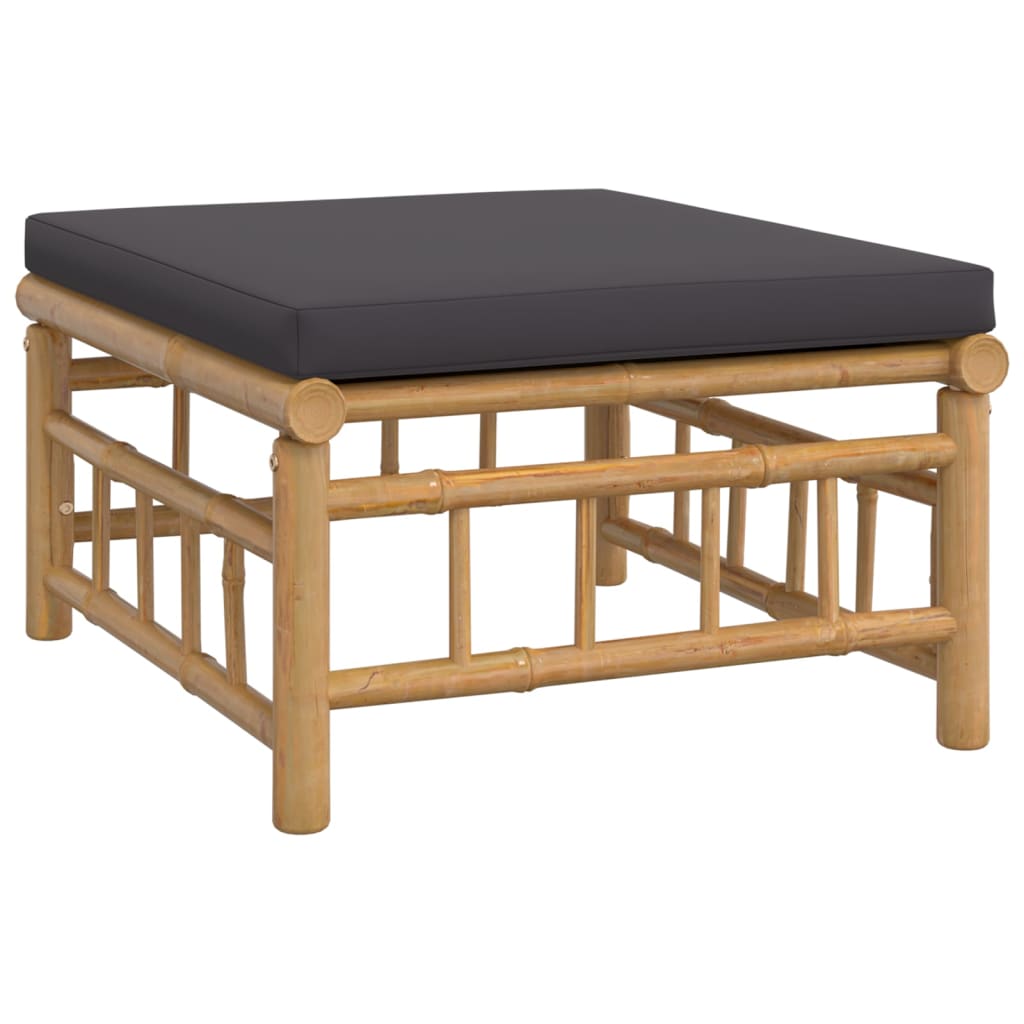 Bamboe loungeset Large (9-delig) – 7 zitplaatsen – Donkergrijze kussens