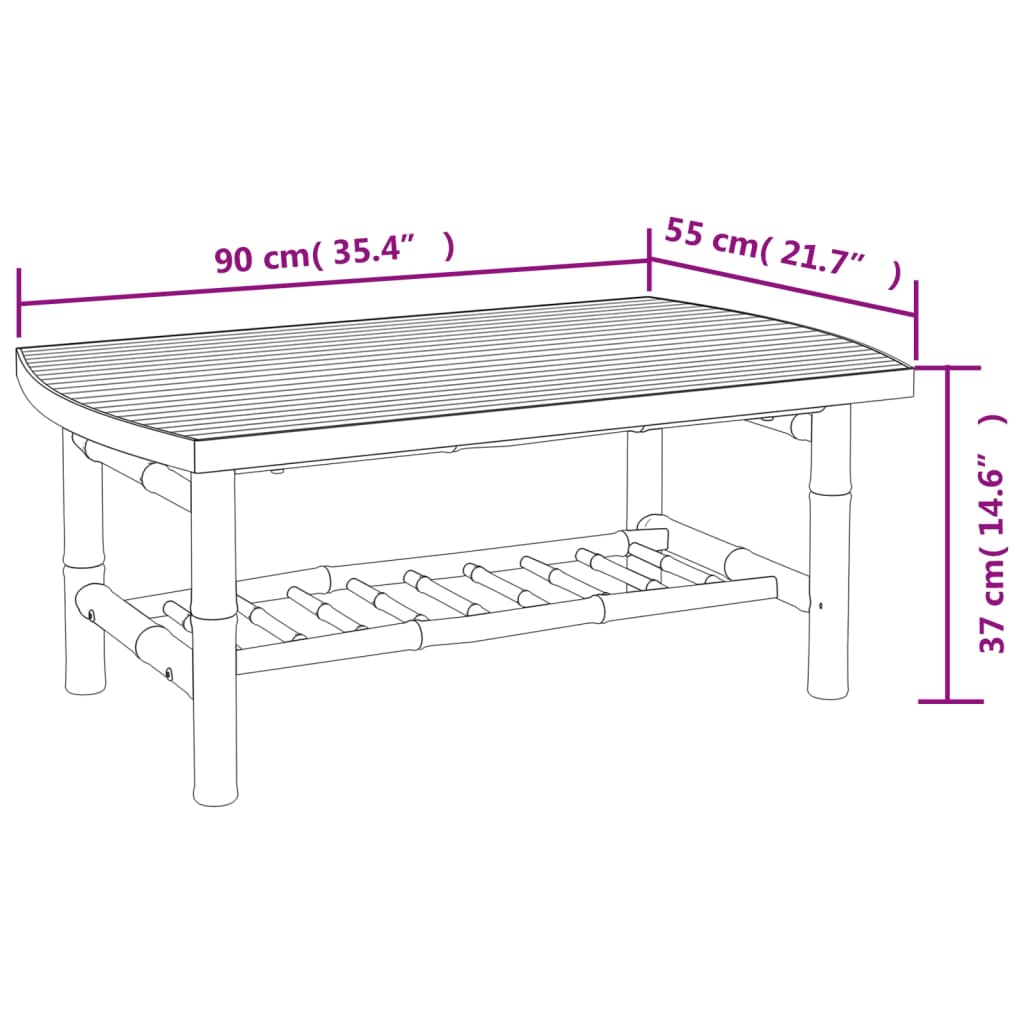 Bamboe loungeset 5-delig – 2x stoel met arm + 2x bank – Donkergrijze kussens