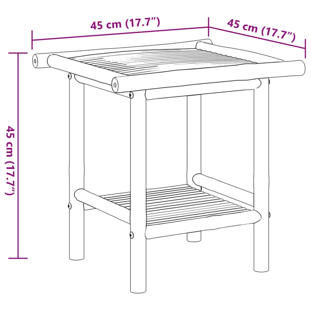 Bamboe salontafel met plateau - 45x45x45 cm
