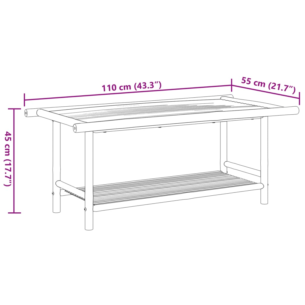 Bamboe salontafel met plateau - 110x55x45 cm