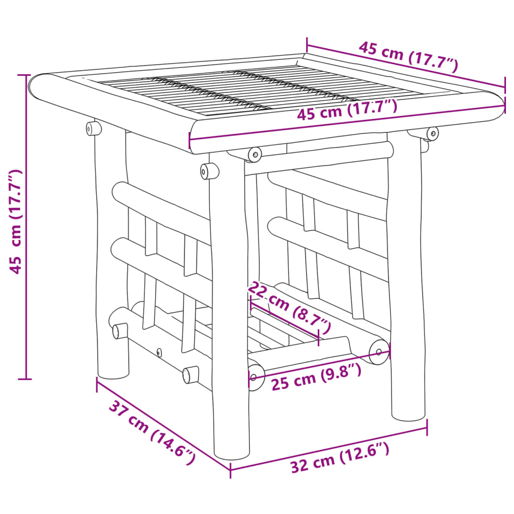 Bamboe bijzettafel Zos - 45x45x45 cm