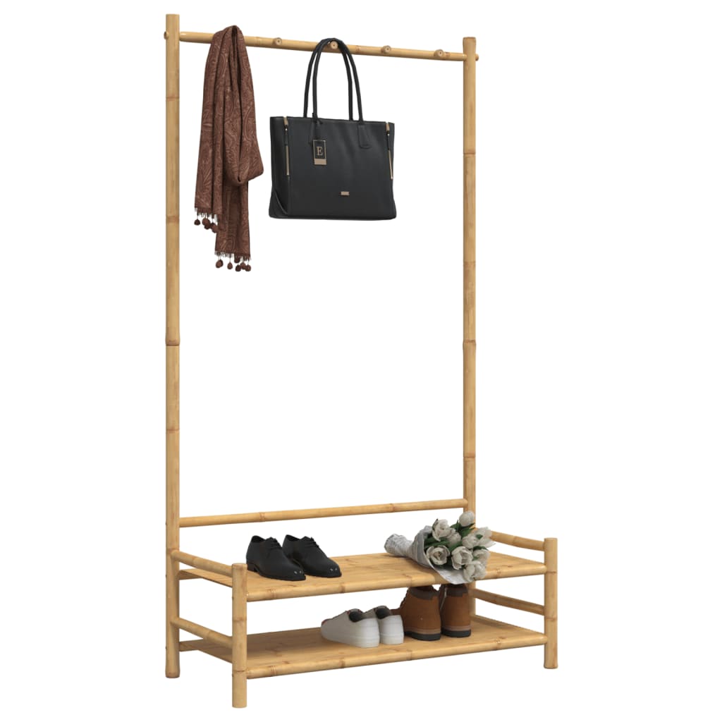 Bamboe kledingrek met schappen - 103x40x183 cm