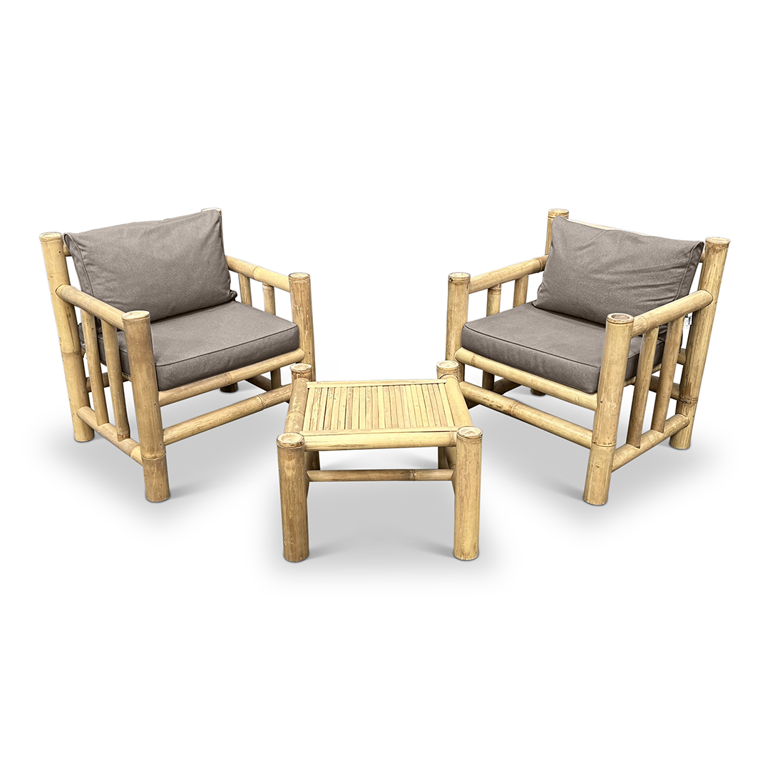 Bamboe tuinstoelen set Eve - Naturel / Taupe - Eviro Bamboe
