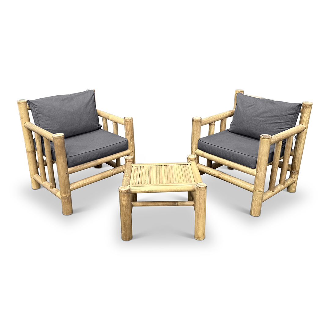 Bamboe tuinstoelen set Eve - Naturel / Donkergrijs - Eviro Bamboe