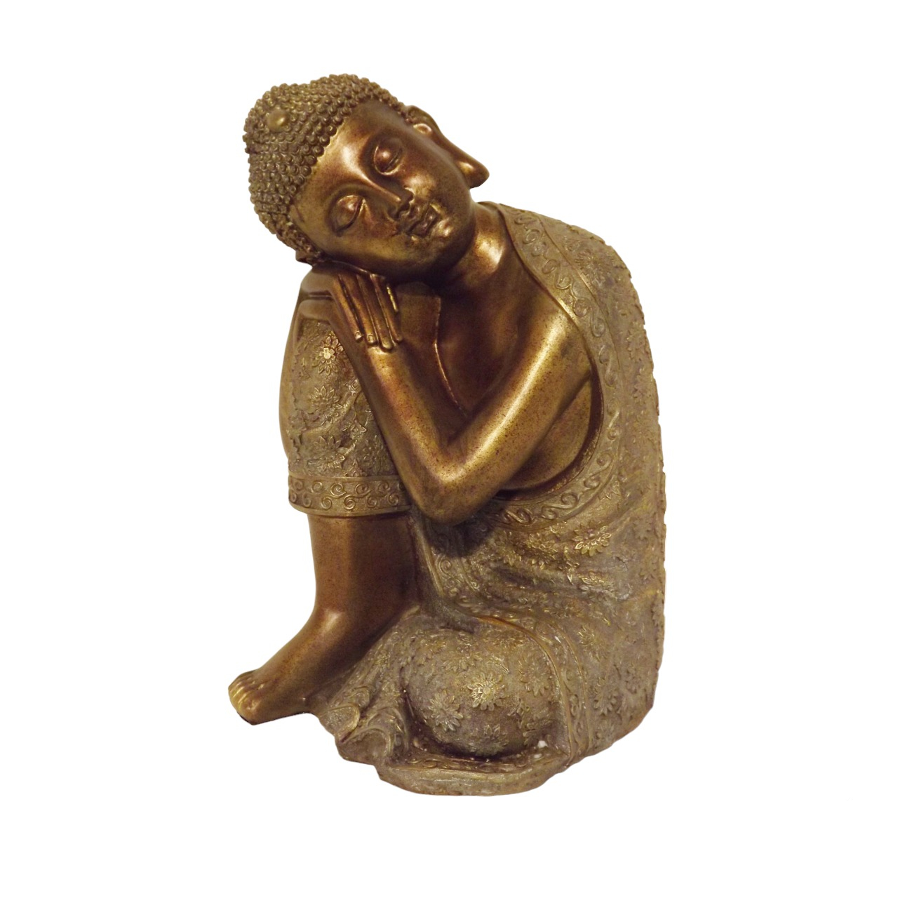 Slapende boeddha - Bronskleurig - Hoogte 37 cm - Eviro Bamboe