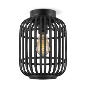 Bamboe plafondlamp - Zwart - Ø21,5 x 21,5 x 30 cm