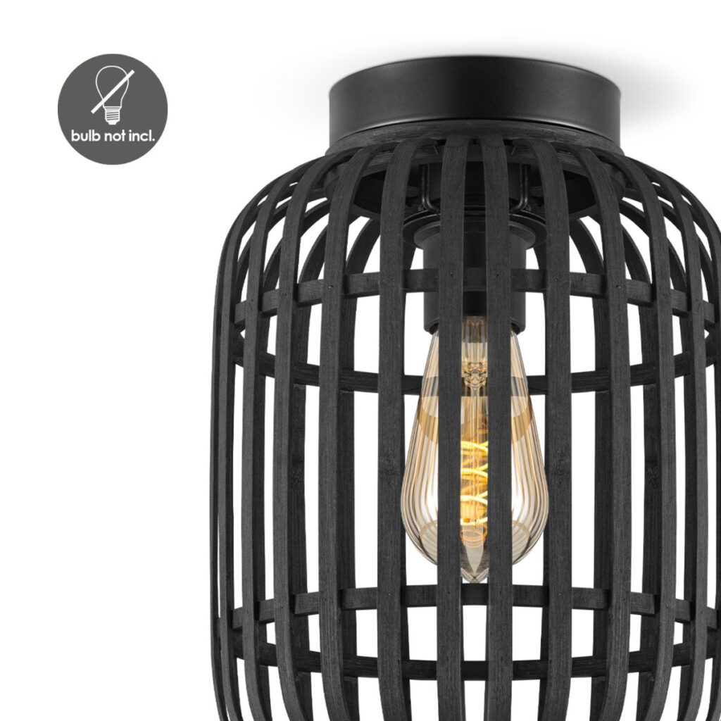 Bamboe plafondlamp - Zwart - Ø21,5 x 21,5 x 30 cm