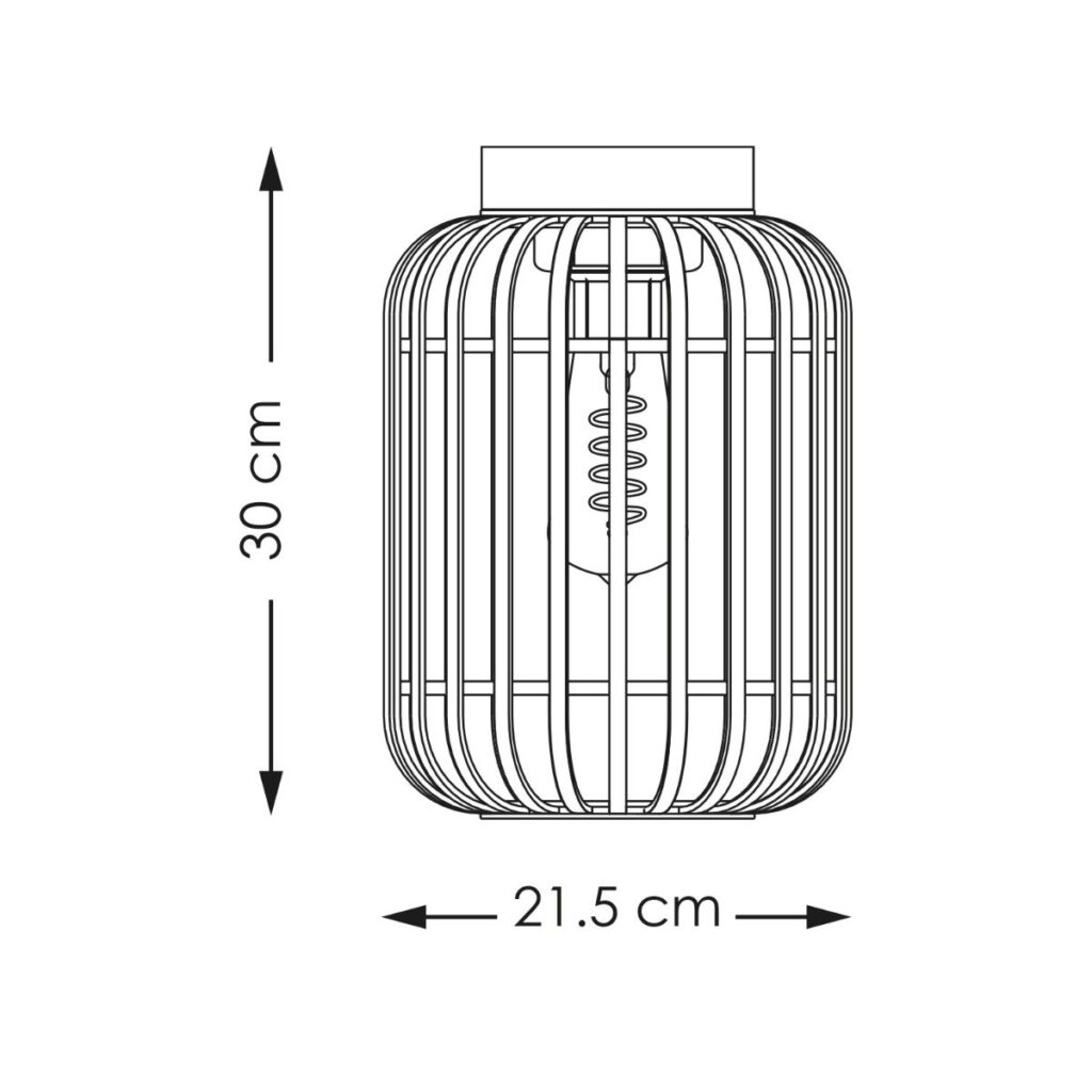 Bamboe plafondlamp - Zwart - Ø21,5 x 21,5 x 30 cm
