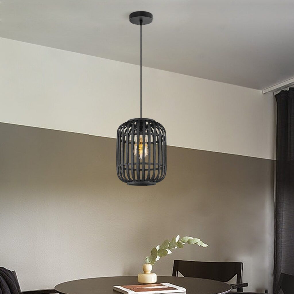 Bamboe hanglamp - Zwart - Ø21.5 x 131 cm (BxH)