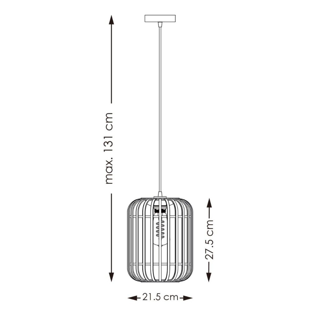 Bamboe hanglamp - Zwart - Ø21.5 x 131 cm (BxH)