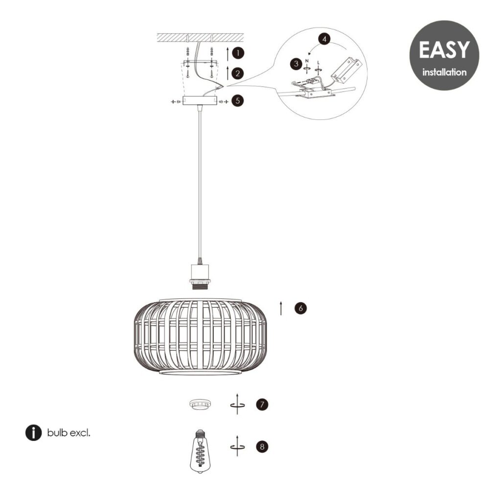 Bamboe hanglamp - Zwart - Ø40 x 126 cm (BxH)