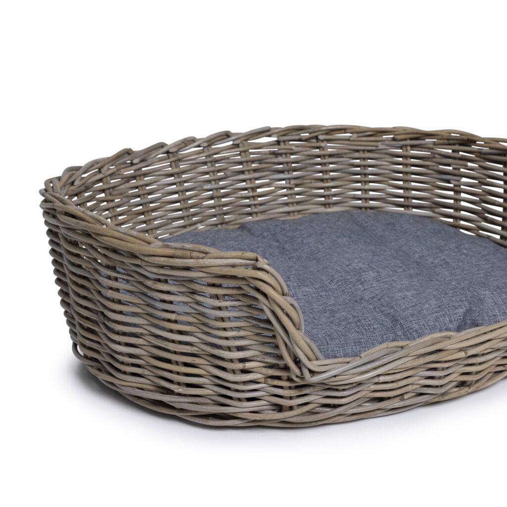 Rotan hondenmand Ovaal - 70 cm lang - Naturel Grijs - PVB Collection
