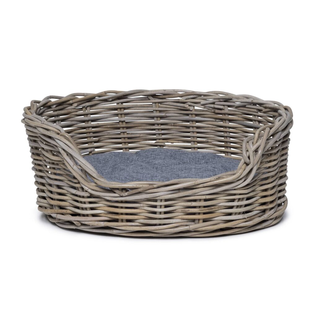 Rotan hondenmand Ovaal - 50 cm lang - Naturel Grijs - PVB Collection
