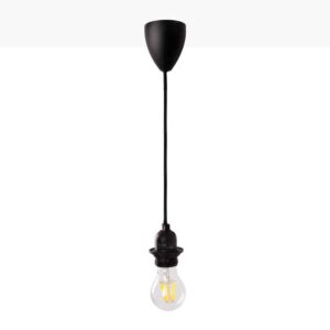 Lamp fitting E27 - Zwart - Plafondkap Ø6,5 cm - Snoerlengte 130 cm